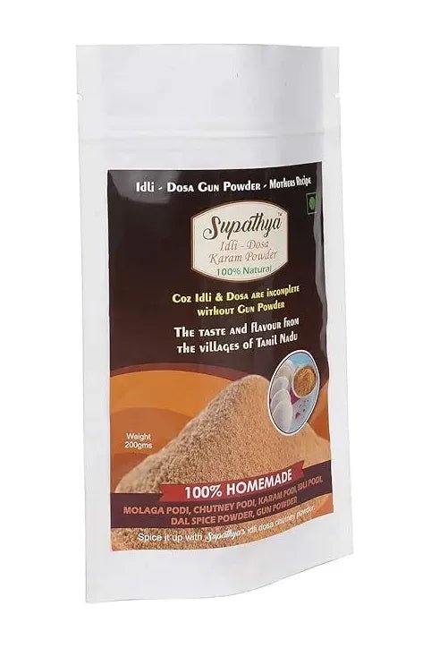 Supathya Molaga Podi Powder | Buy Idli Dosa Podi Online | Gun Powder Chutney | Masala Karam Podi | Chutney Podi for Dosa | Milagai Podi - 200 g - Supathya Store