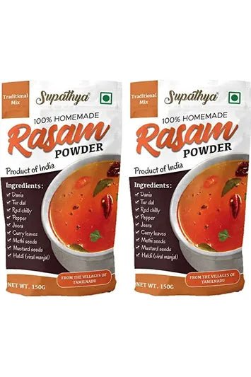 Supathya Rasam Podi Masala Powder |150g + 150g | Pack of 2 - Supathya Store