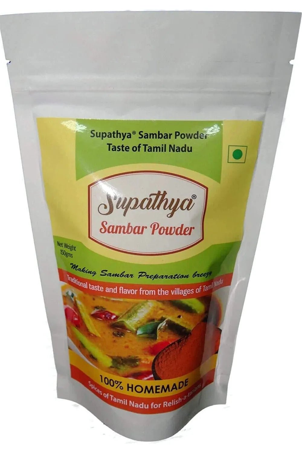 Supathya Sambar Podi Masala Mix - Instant Homemade Powder - 150 grams Pouch